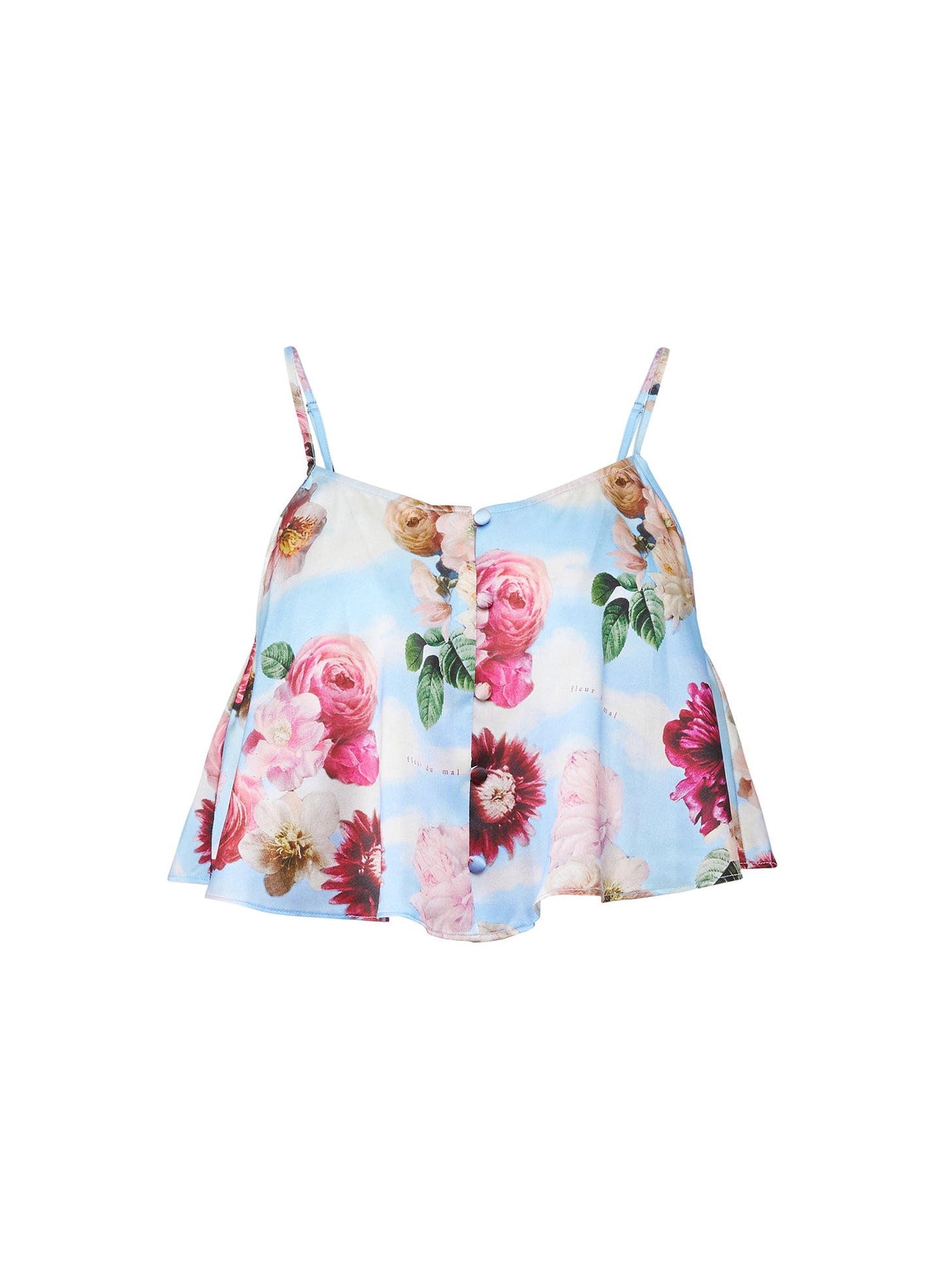 Fleur du Mal Dreamy Floral Print Luxe Flutter Cami