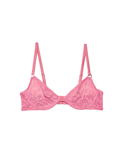 Fleur du Mal Pink Le Stretch Lace Demi Bra