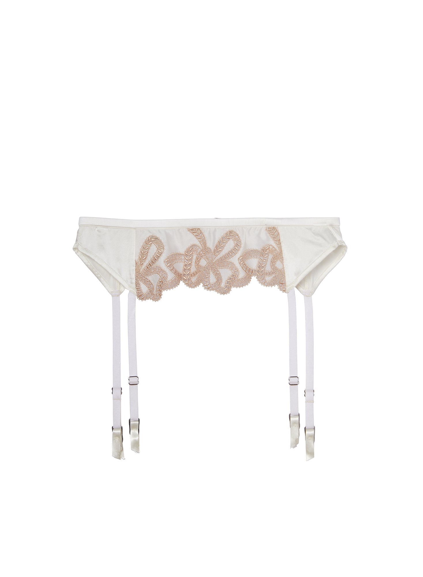 Fleur du Mal Ivory Bow Guipure Embroidery Garter