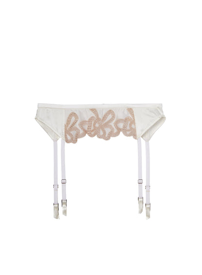 Fleur du Mal Ivory Bow Guipure Embroidery Garter