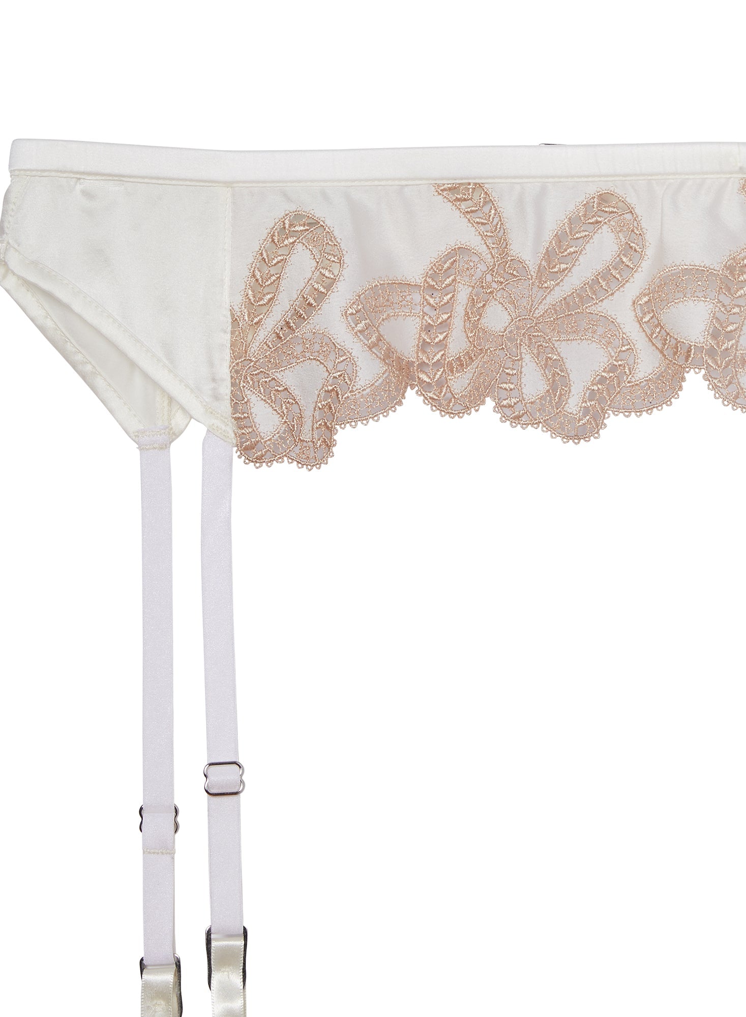 Fleur du Mal Ivory Bow Guipure Embroidery Garter