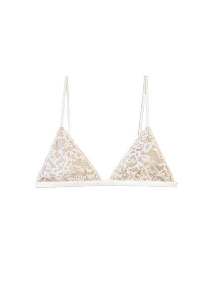 Fleur du Mal Ivory Venus Lace Triangle Bra