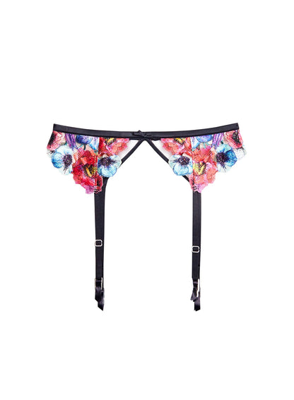 Fleur du Mal Multi-Colored Tuileries Embroidery Garter