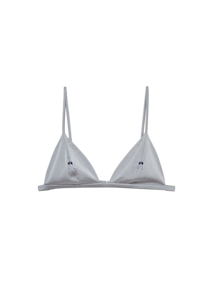 Fleur du Mal Silver Champagne Embroidered Luxe Triangle Bra