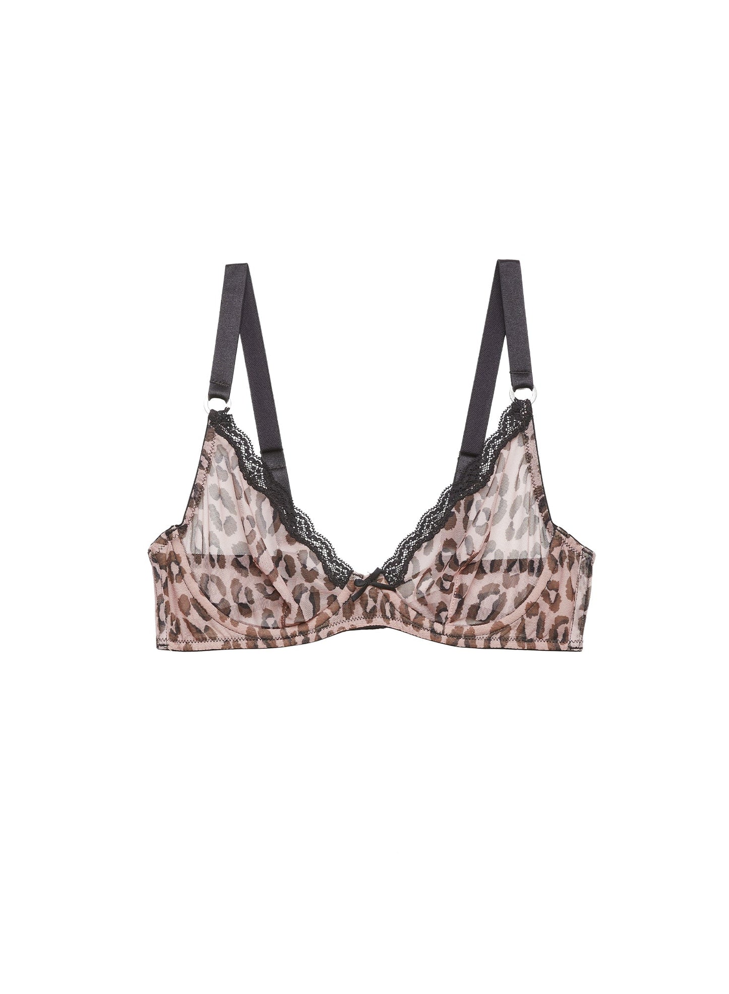 Fleur du Mal Leopard Print Sheer Tulle Demi Bra