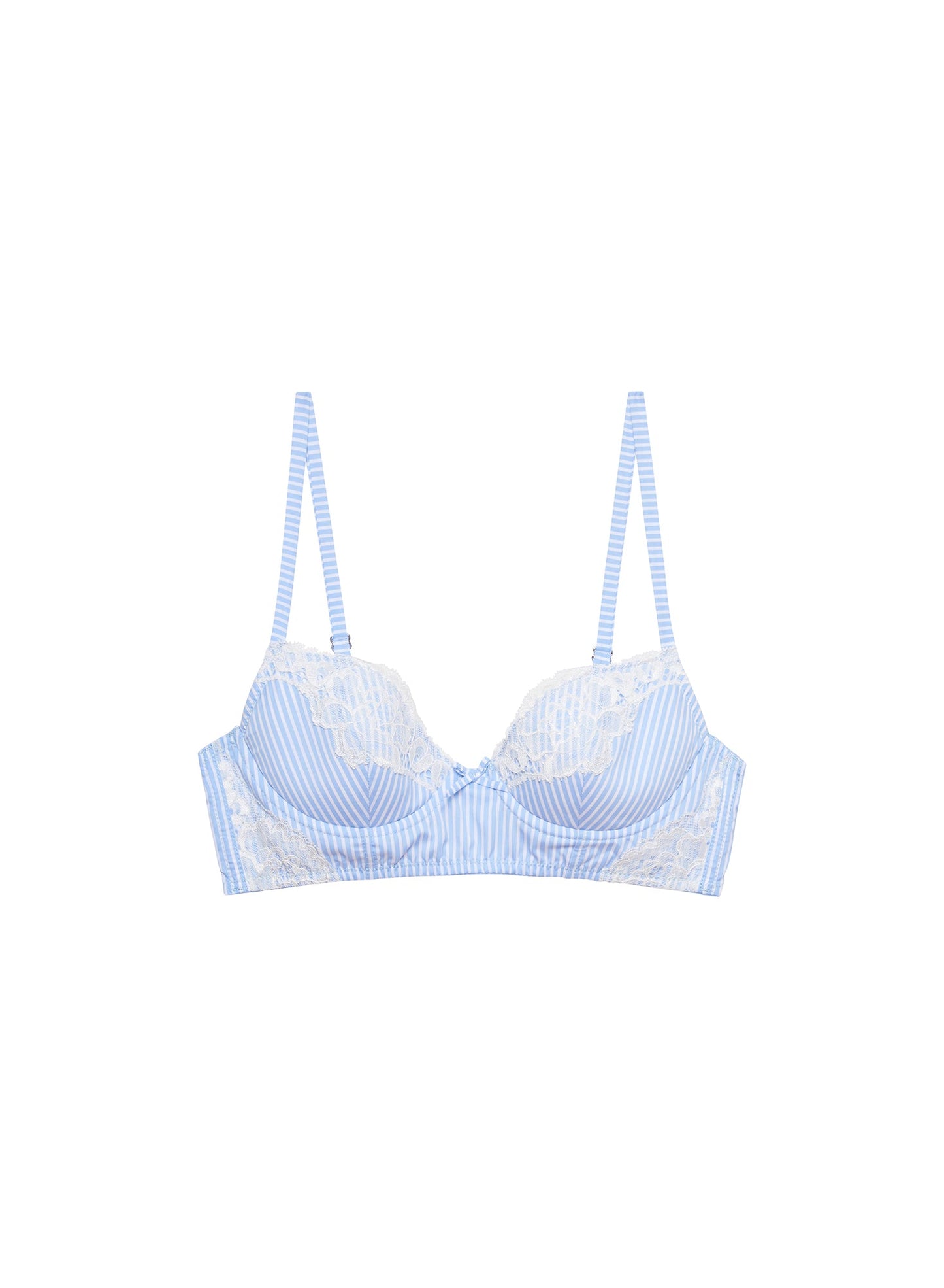 Fleur du Mal Stripe Sky Poplin Lace Demi Bra