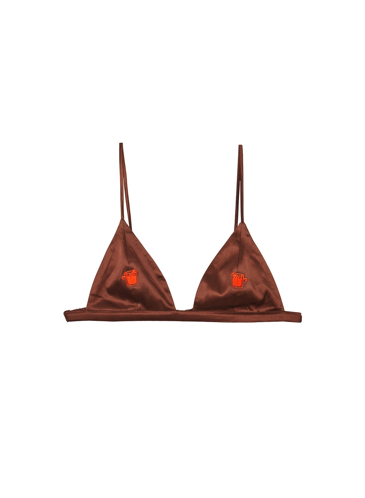 Fleur du Mal Cocoa Negroni Embroidered Luxe Triangle Bra