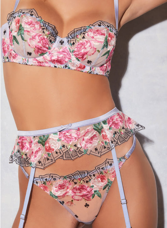 Fleur du Mal Floral Card Embroidery Balconette Bra