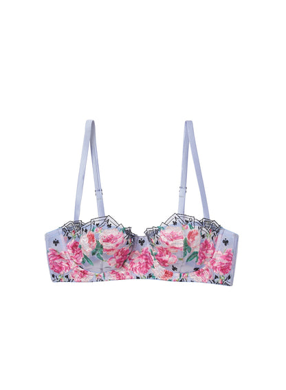 Fleur du Mal Floral Card Embroidery Balconette Bra