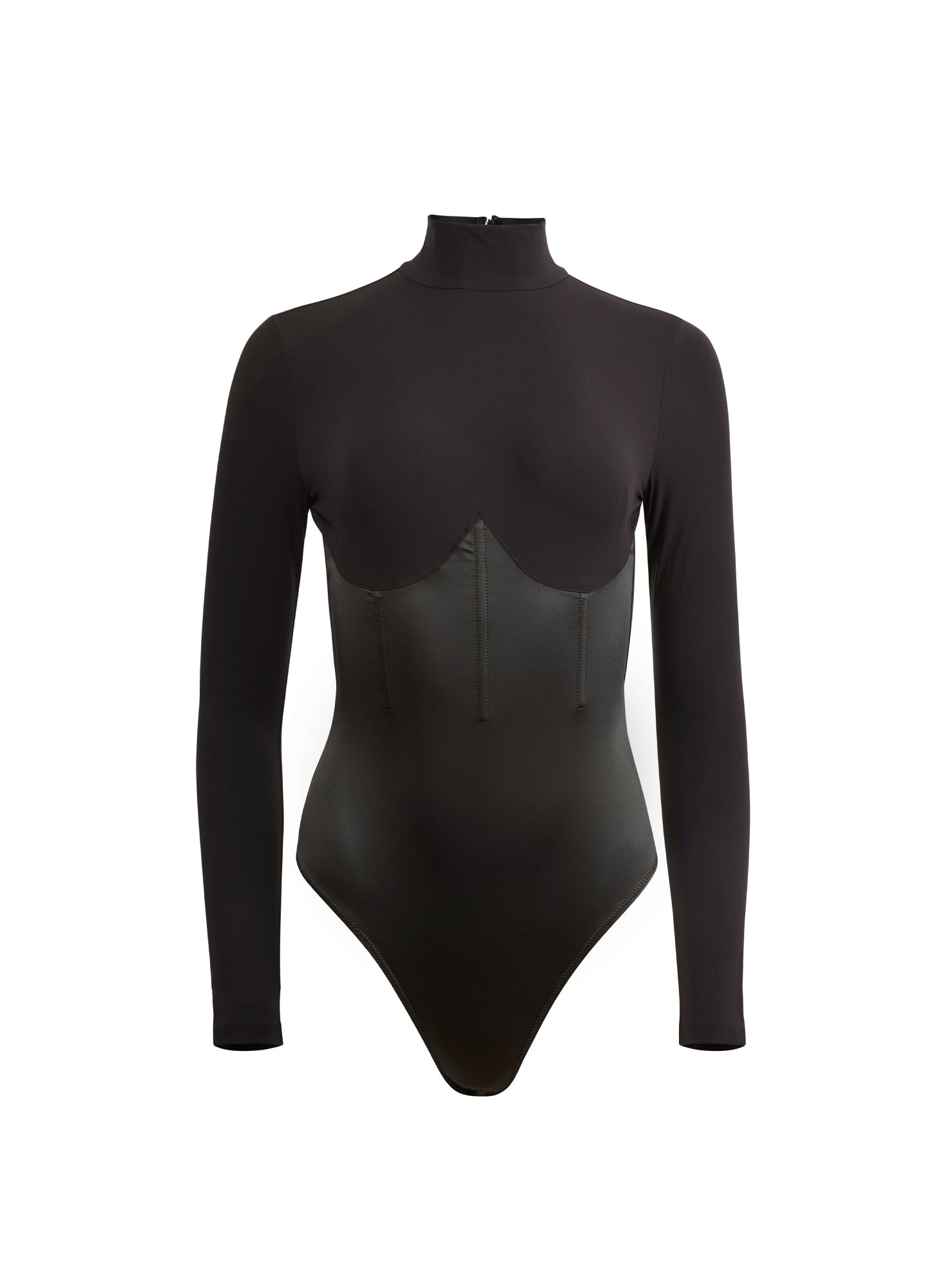Fleur du Mal Black Mock Neck Long Sleeve Bodysuit