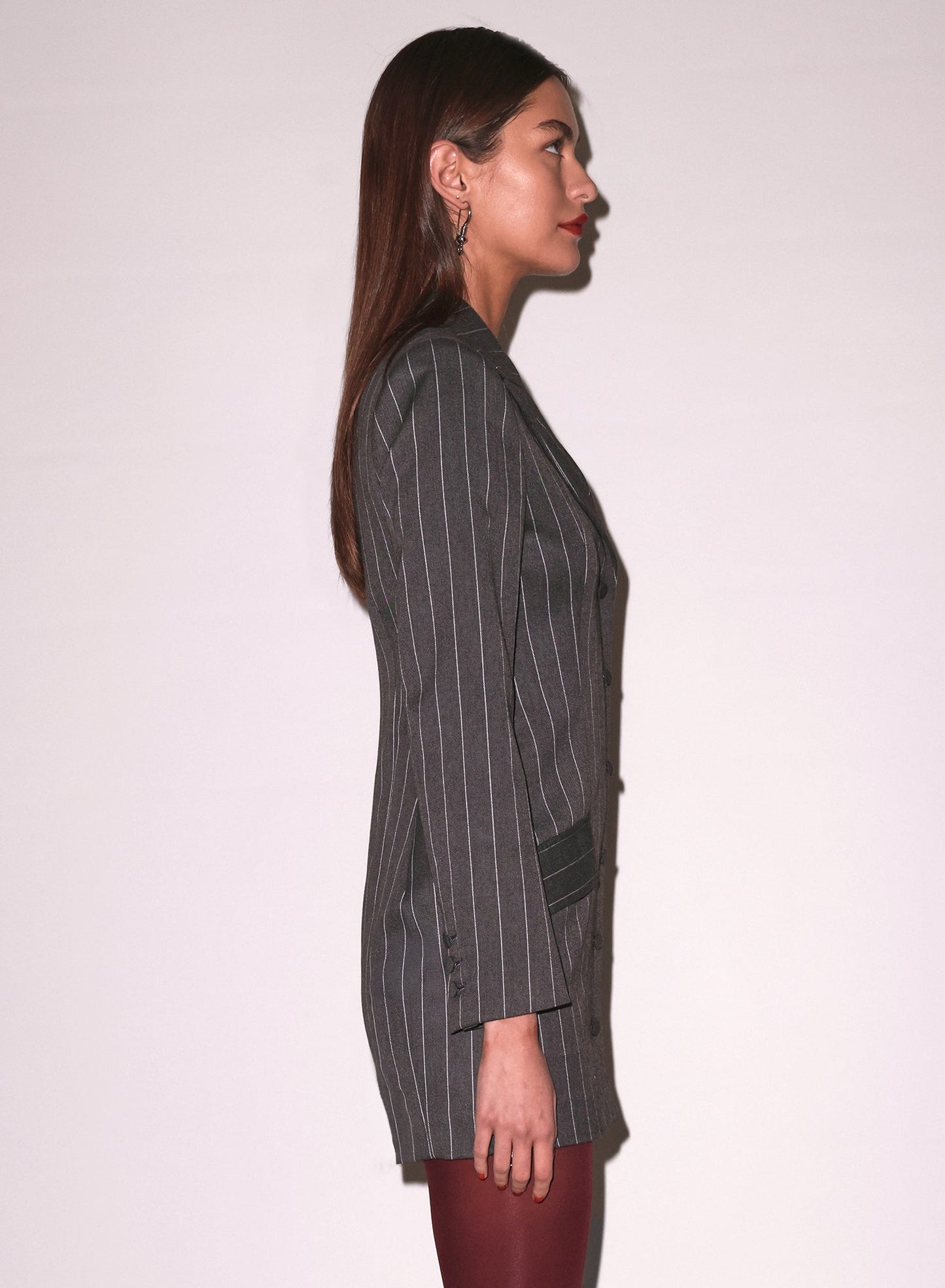 Fleur du Mal Dark Grey Pinstripe Maxwell Blazer Dress