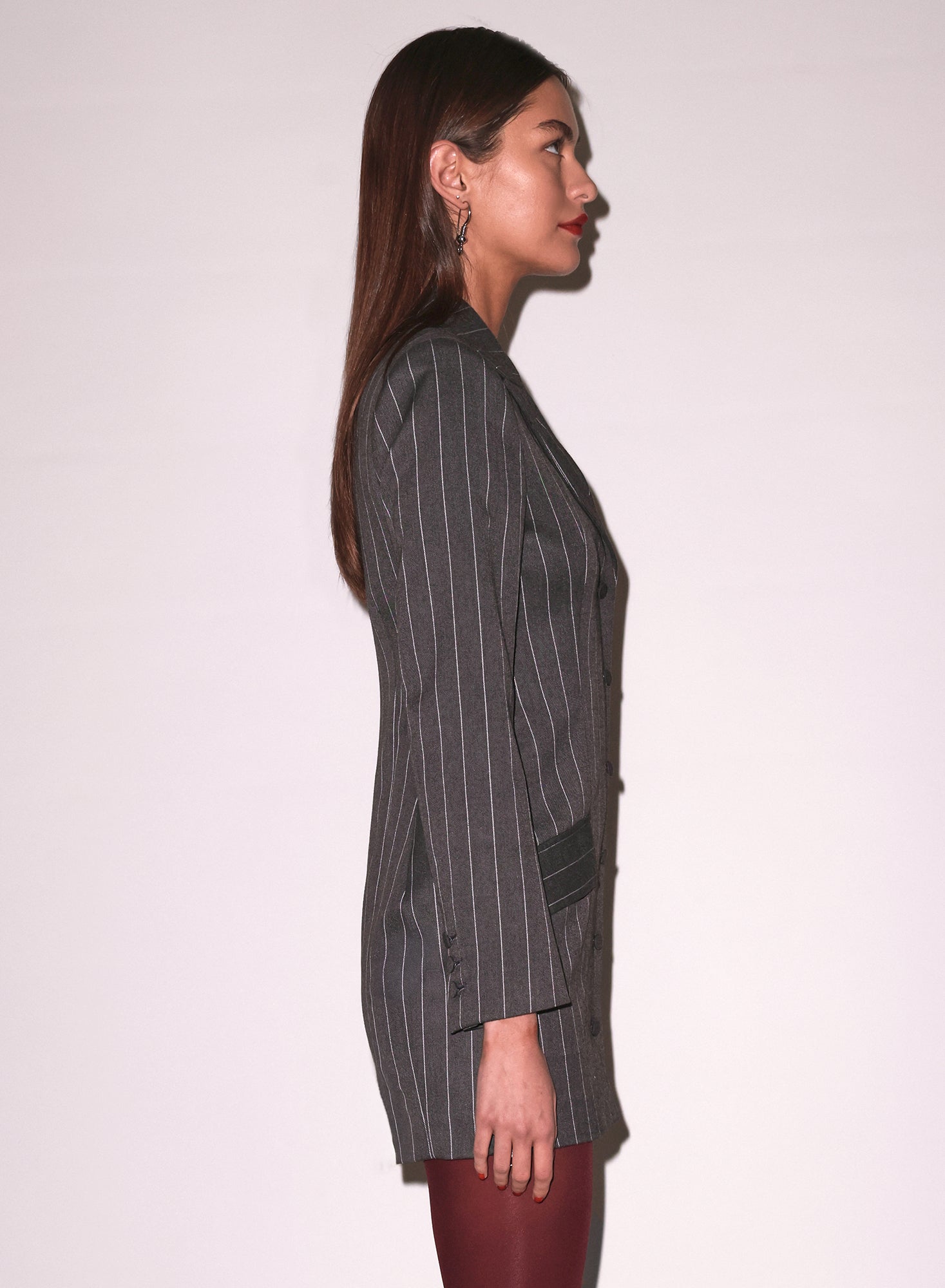 Fleur du Mal Dark Grey Pinstripe Maxwell Blazer Dress