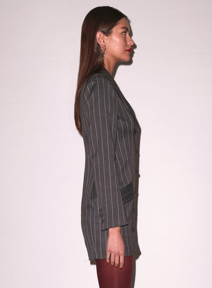 Fleur du Mal Dark Grey Pinstripe Maxwell Blazer Dress