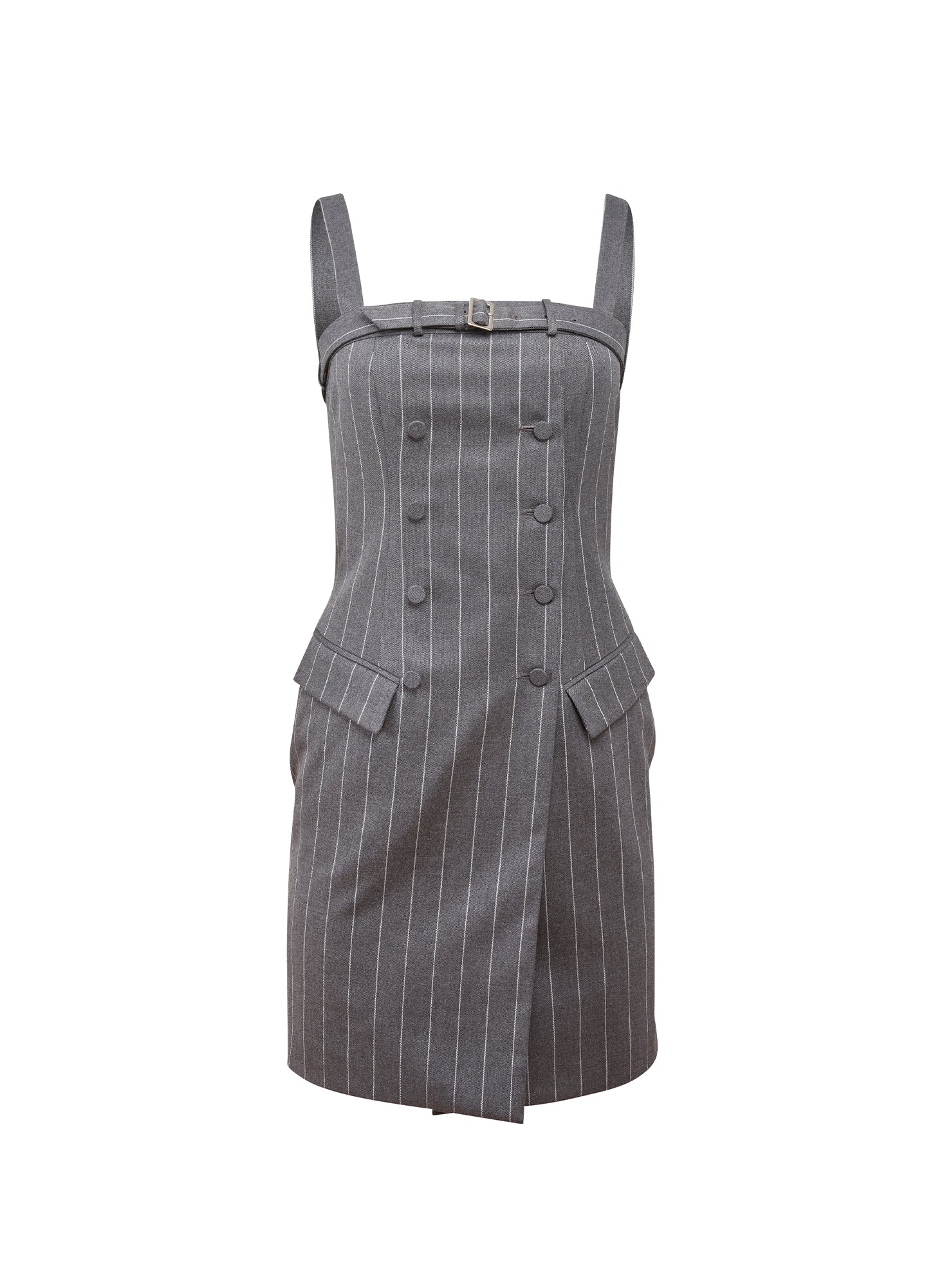 Fleur du Mal Dark Grey Pinstripe Maxwell Mini Dress