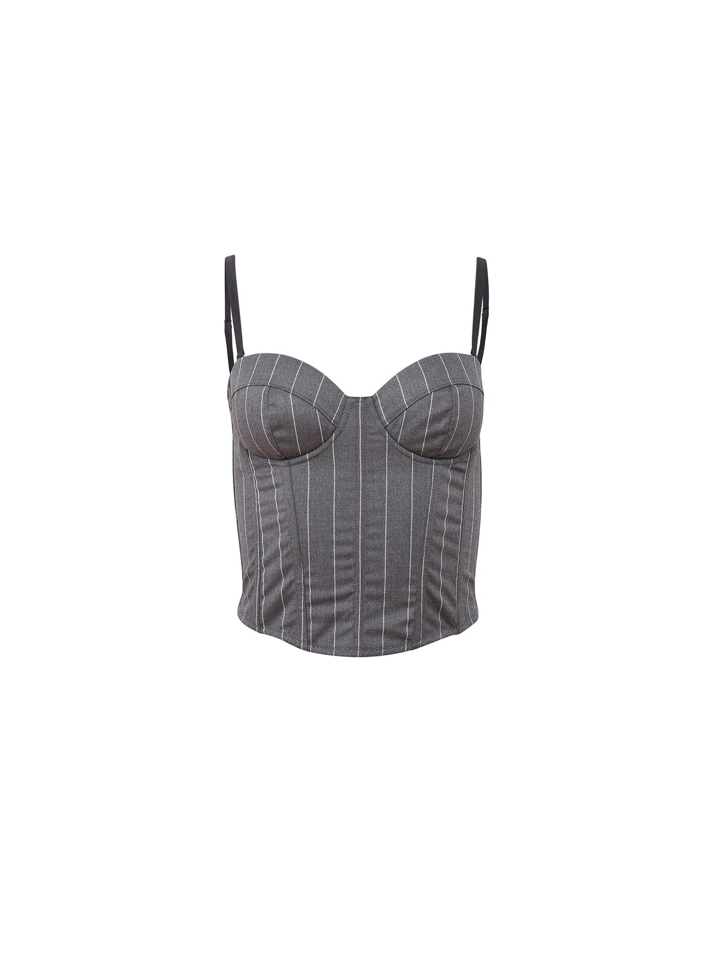 Fleur du Mal Dark Grey Pinstripe Maxwell Bustier