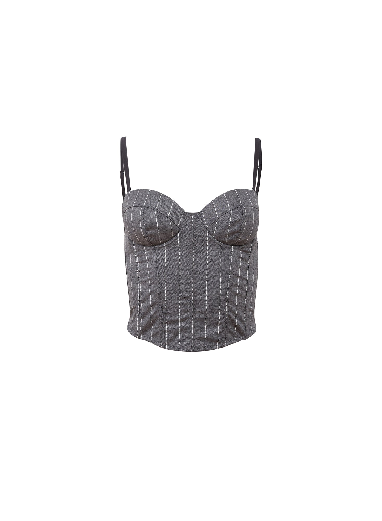 Fleur du Mal Dark Grey Pinstripe Maxwell Bustier