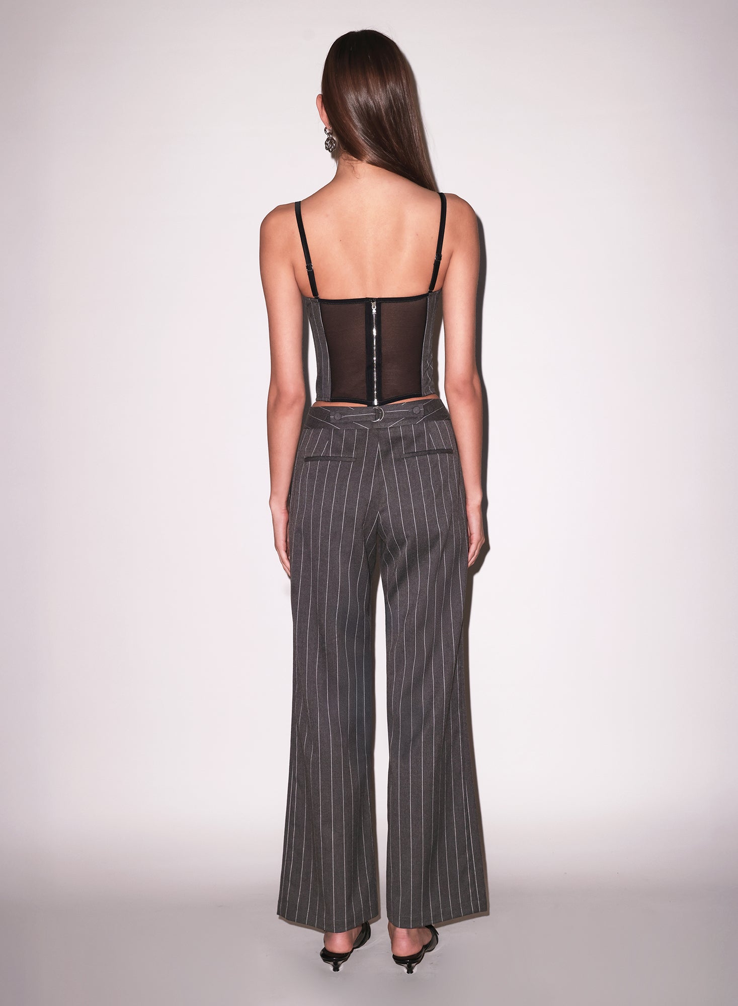 Fleur du Mal Dark Grey Pinstripe Maxwell Bustier