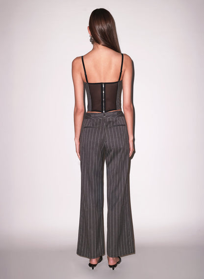 Fleur du Mal Dark Grey Pinstripe Maxwell Bustier