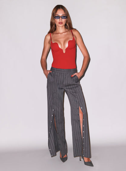Fleur du Mal Dark Grey Pinstripe Maxwell Undo Me Pant