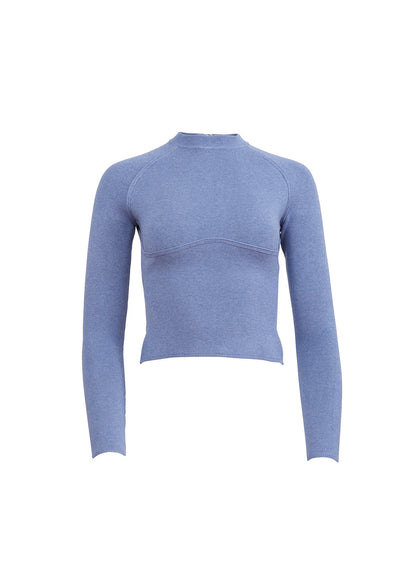 Fleur du Mal Charcoal Blue Knit Underbust Long Sleeve Top