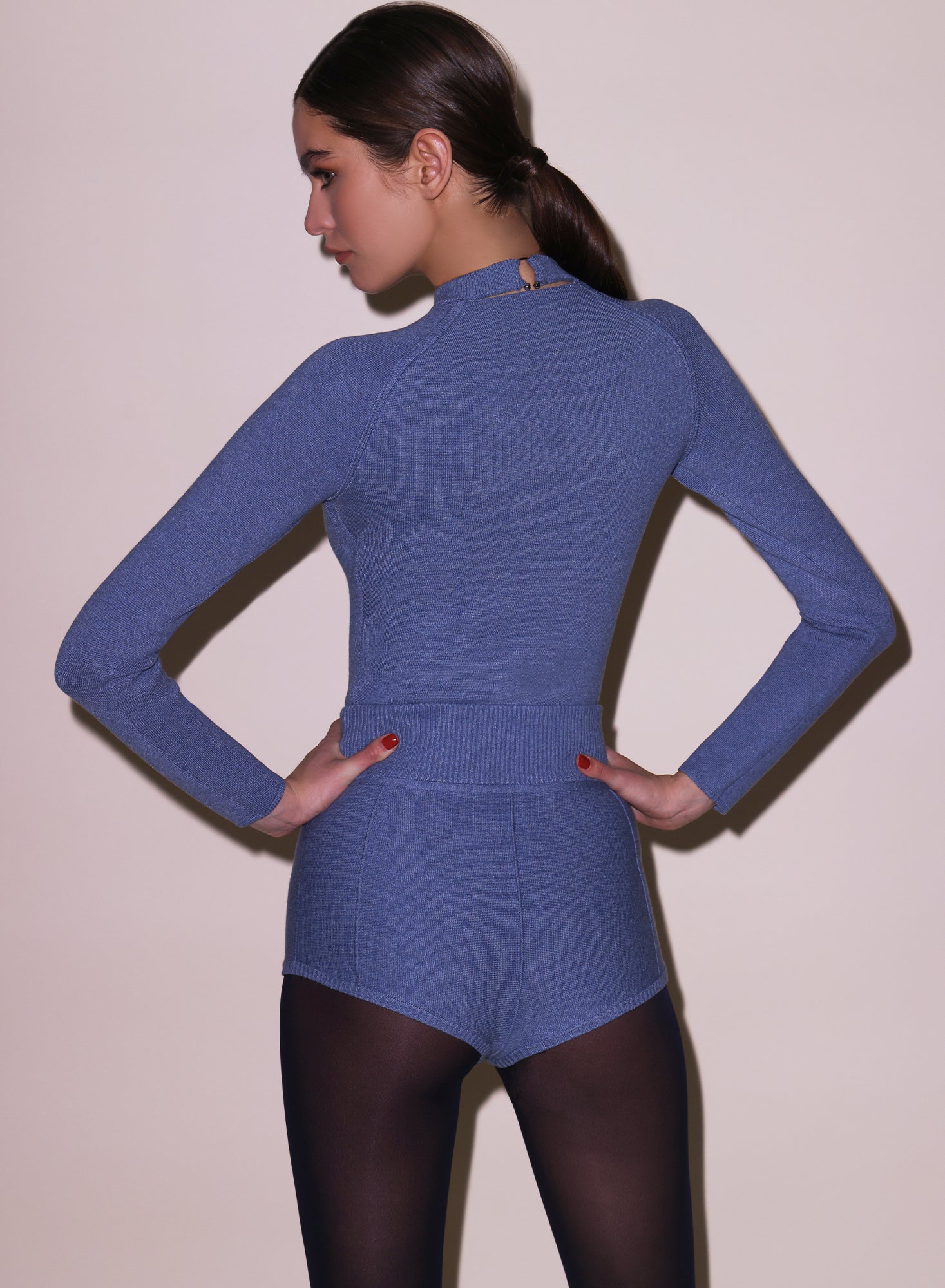 Fleur du Mal Charcoal Blue Knit Short