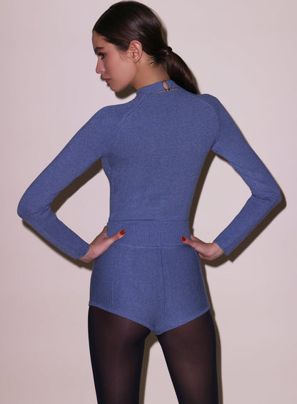 Fleur du Mal Charcoal Blue Knit Short