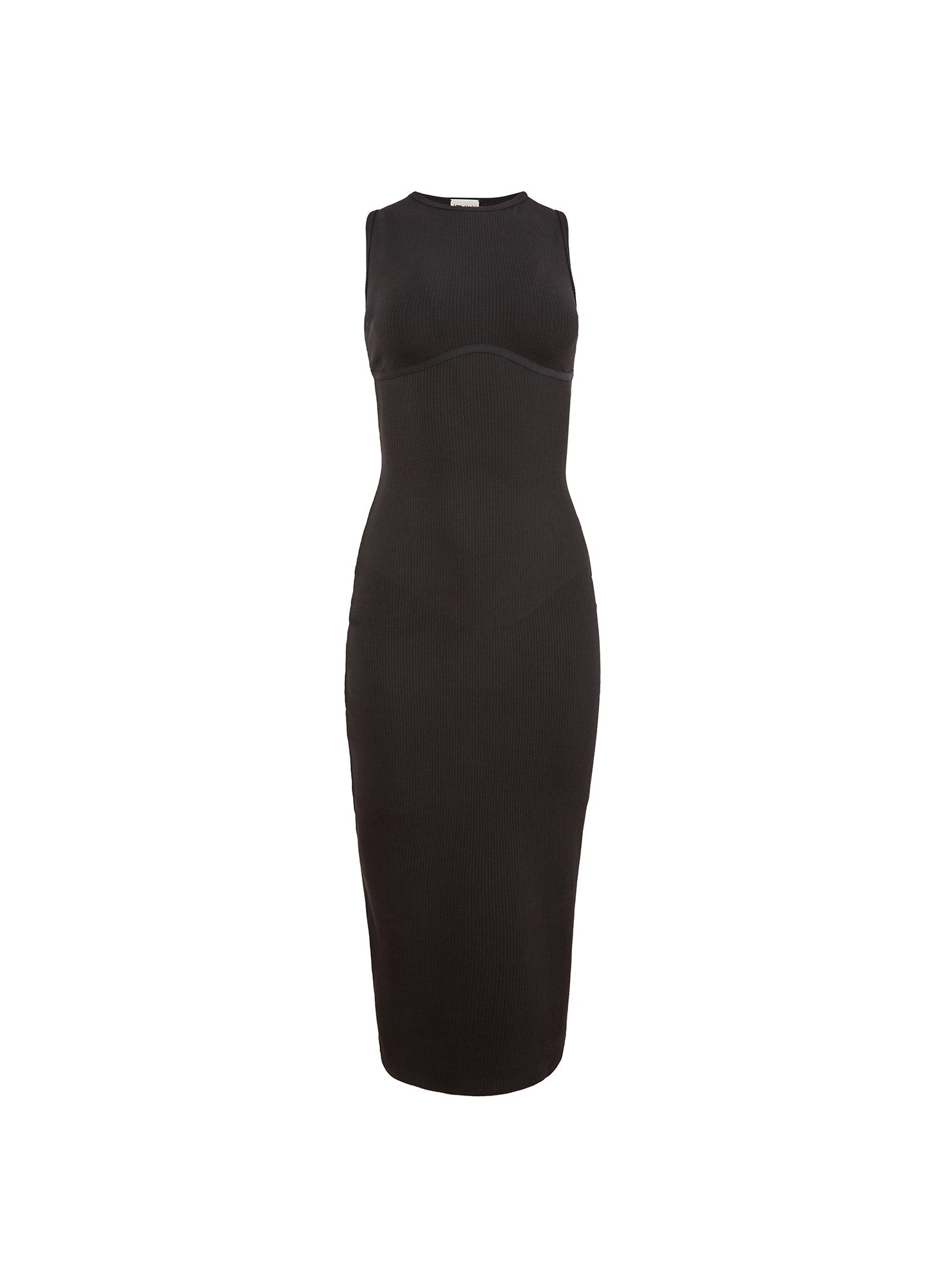 Fleur du Mal Black Hourglass Rib Midi Dress