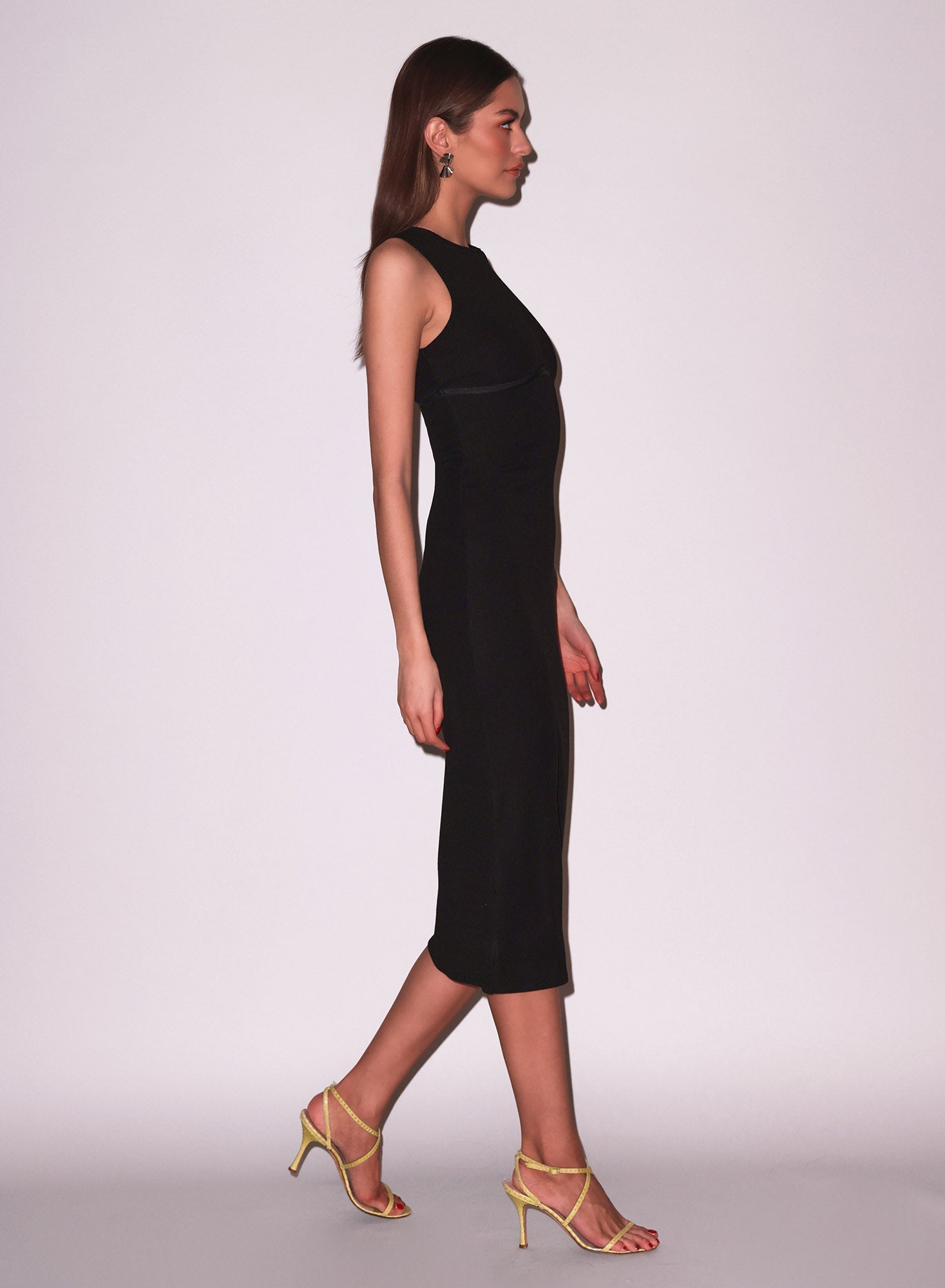 Fleur du Mal Black Hourglass Rib Midi Dress