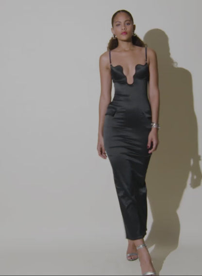 Fleur du Mal Black Seduce-U Plunge Dress